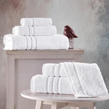 Ensemble de 6 serviettes de bain blanches pour salle de bain, en coton turc authentique, doux, absorbant et de qualité supérieure : 2 serviettes