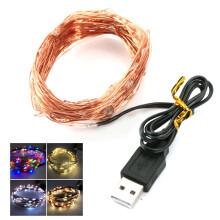 2/5/10m vodotěsný měděný drát 5V USB LED vílí řetězec světel svatební dekorace (teplá bílá, 2m)