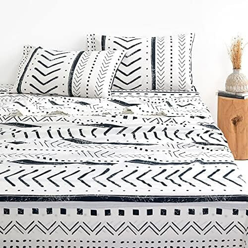Σεντόνια Aztec, 100% βαμβάκι, σετ σεντονιών 4 τεμαχίων, γεωμετρικά δυτικά μοντέρνα
