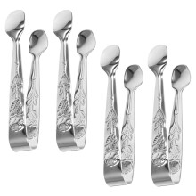 Set di 4 pinze per caramelle in acciaio inossidabile con mini design a rosa, ideali per secchielli del ghiaccio e attività all'aperto.