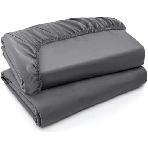 King Fitted Sheets - Bulk Pack of2Bottom Sheets - Soft Brushed Microfiber - Deep Pockets - Shrinkage & Fade Resistant - Easy Care (King, Grey)