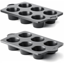Nonstick Jumbo Muffin Pan, 2 Pack Large Cupcake Tin for Baking, Cup Cake Tray, 3.5dia, 6 Cup, Premium, Extra Thick, Dishwasher Safe