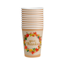 Vasos desechables de Acción de Gracias, vasos de papel con diseño de arce otoñal, temática de cosecha – 10 unidades, aptos para uso doméstico