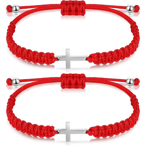 Bracelet croix tressée ajustable représentant Jésus chrétien