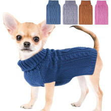 Hundepullover für kleine Hunde, Winterkleidung für Hunde, Rollkragenpullover für Welpen, warme Haustierkleidung, gestrickter einfarbiger