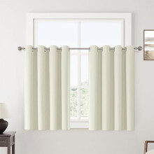 100% Blackout Ivory Curtains 52x54", 2 Panels, Thermal Insulated, Soundproof, Grommet Top – Compatible with Standard Rods