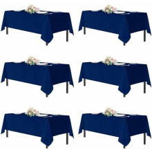 Marineblaue Polyester-Tischdecken, 60 x 84 Zoll, 6er-Pack