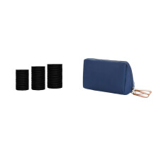 Mini trousse da viaggio per il trucco con 60 elastici neri per capelli, pochette cosmetica con cerniera per donne e ragazze – Compatibile con