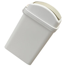 Weißer Kunststoff-Abfalleimer mit Schwingdeckel, 6 l