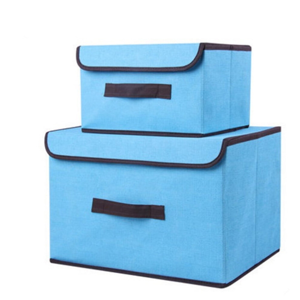 Stackable Clothes Storage Bin Storage Cube Foldable Storage Container Blue Size 1
