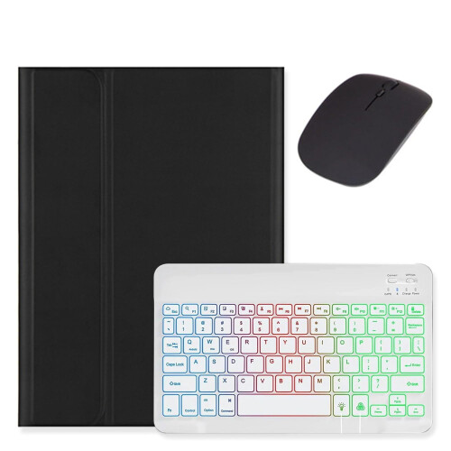 Capa com teclado retroiluminado e mouse Bluetooth compatíveis com iPad Air de 11 polegadas M2 (2024), LED de 7 cores, removível magneticamente,