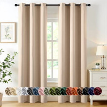 Beige Blackout Curtains 40x84", 2 Panels, Thermal Insulated, Light Blocking, Grommet Top, Noise Reduction — Compatible with Standard Rods