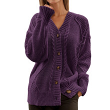 Cárdigans de punto para mujer, abiertos por delante, cómodos, de otoño, de peso medio, cálidos, de invierno, de manga larga, cuello redondo, de