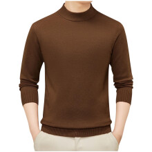 Pull homme à col roulé, tendance automne-hiver, couleur unie, thermique et chaud, en maille (café, 3XL)
