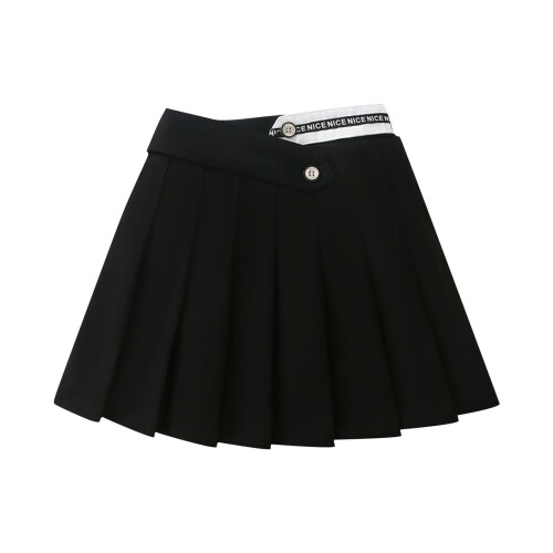 Sciortaí Éide do Chailíní, Sciortaí Cailíní, Sciorta Pleataithe Cailíní leadóige do pháistí, sciorta leaisteach le waist, dubh, 10-11