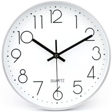 14 Inch Silent Wall Clock Grey Dial with White Numbers