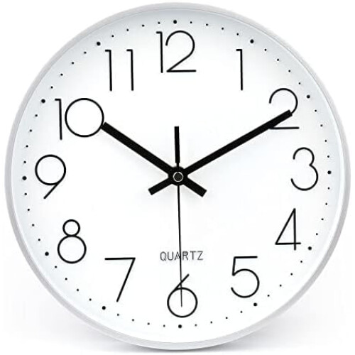 14 Inch Silent Wall Clock Grey Dial with White Numbers