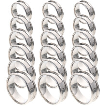 90Pièces Acier Inoxydable Anneaux Argentés Grooved Décor