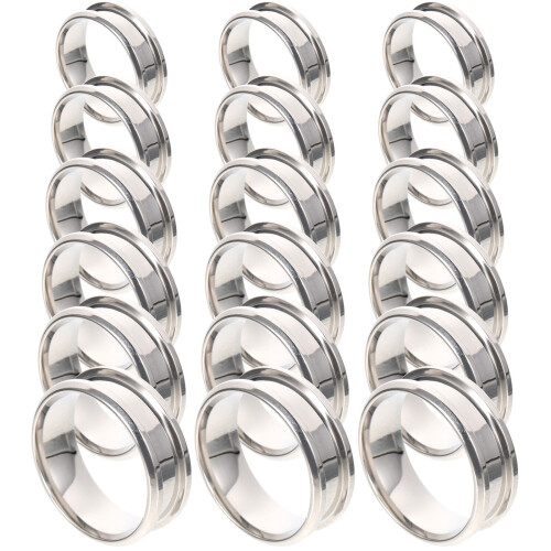 90Pièces Acier Inoxydable Anneaux Argentés Grooved Décor