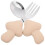 5Ensembles Kit Fourchette Bébé Court Silicone Beige 1