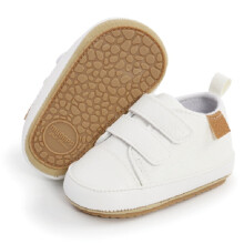 Baby Girls Shoes Infant Toddler First Walking Shoes Lightweight Non-Slip Sole PU Leather Baby Sneakers Crib Shoes White 1-3Y