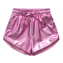 Shorts de dança Itsun para meninas, shorts esportivos casuais de couro com estampa a quente, unissex, cor sólida, rosa, tamanho 2-3 anos.