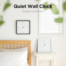 Modern Black 12" Wooden Wall Clock, Non-Ticking Sweep Movement, Battery Operated – Compatible with Home, Office, Cafe & School