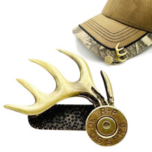 Hutclip aus Messing mit Geweihmotiv, Jagdzubehör, 1 Stück