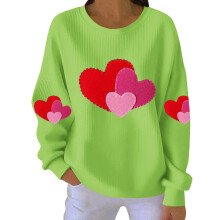 Felpa da donna a coste con grafica a cuore per San Valentino