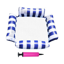 Water Hammock, Float Lounge Chair, Cushion with Air Pump 123cmx120cm Durable, Inflatable Floating recliner for Party, Beach Dark Blue