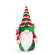 Statuetta di elfo senza volto di Natale - Cappello a campana a righe, morbido peluche, decorazione festiva da tavolo per le vacanze