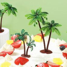 16 Pcs Mini Coconut Tree Cake Toppers Artificial for Cupcake and Beach Cake Decorations