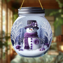Ornement pendentif bonhomme de neige de Noël en forme de disque – Élégant pendentif noir à suspendre à une fenêtre, un porche ou une porte,