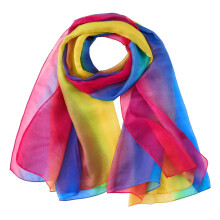 Lenço longo feminino YOUSNH Fashion em chiffon macio com estampa de arco-íris, estilo xale, estola, multicolorido.