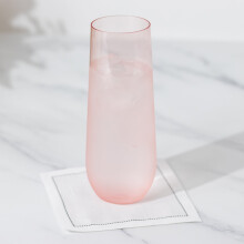 12 Blush 9 oz Plastic Champagne Stemless Flutes Supplies Party Home Decoration Events Reception Catering