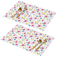 Set van 2 placemats met Pioneer bloemenprint, 45 x 30 cm, PVC, wasbaar en kleurvast.