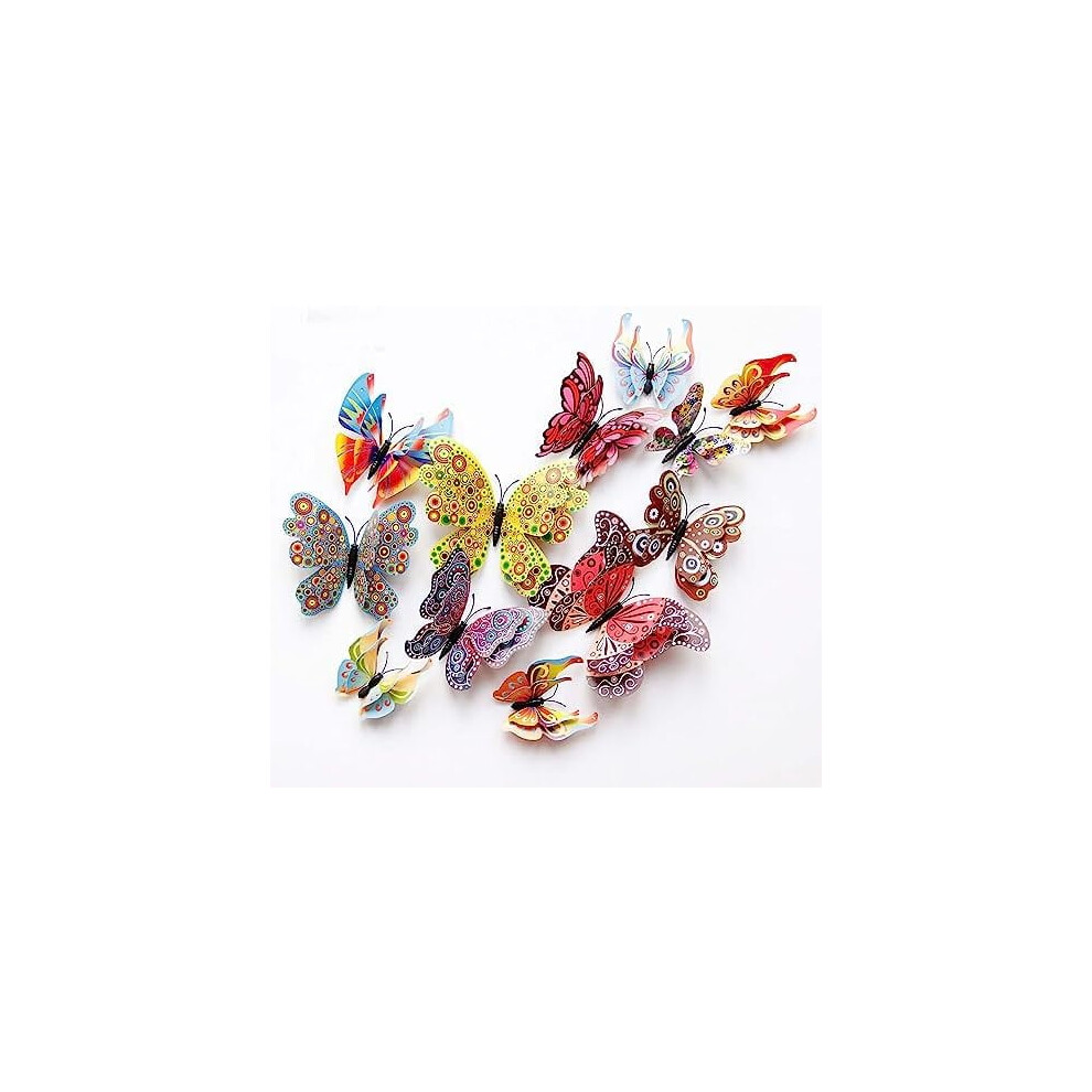 Butterfly Wall Decor 3D Stickers With Magnets 24 Pcs 9401284891697