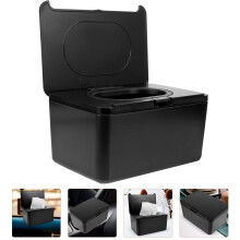 Rectangular Tissue Box Cover Plastic Black 19x13x9.5cm