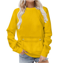 Sweat-shirt Halloween uni pour femme, blouse ample à manches longues imprimée, coupe oversize, style décontracté (Z02#Jaune, S)