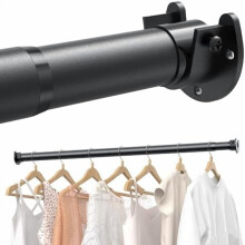 2-Pack Adjustable Closet Rods (17-54"), 1.3" Heavy-Duty Metal Hanging Rod for Closets, Wardrobes, Laundry, RV – Black