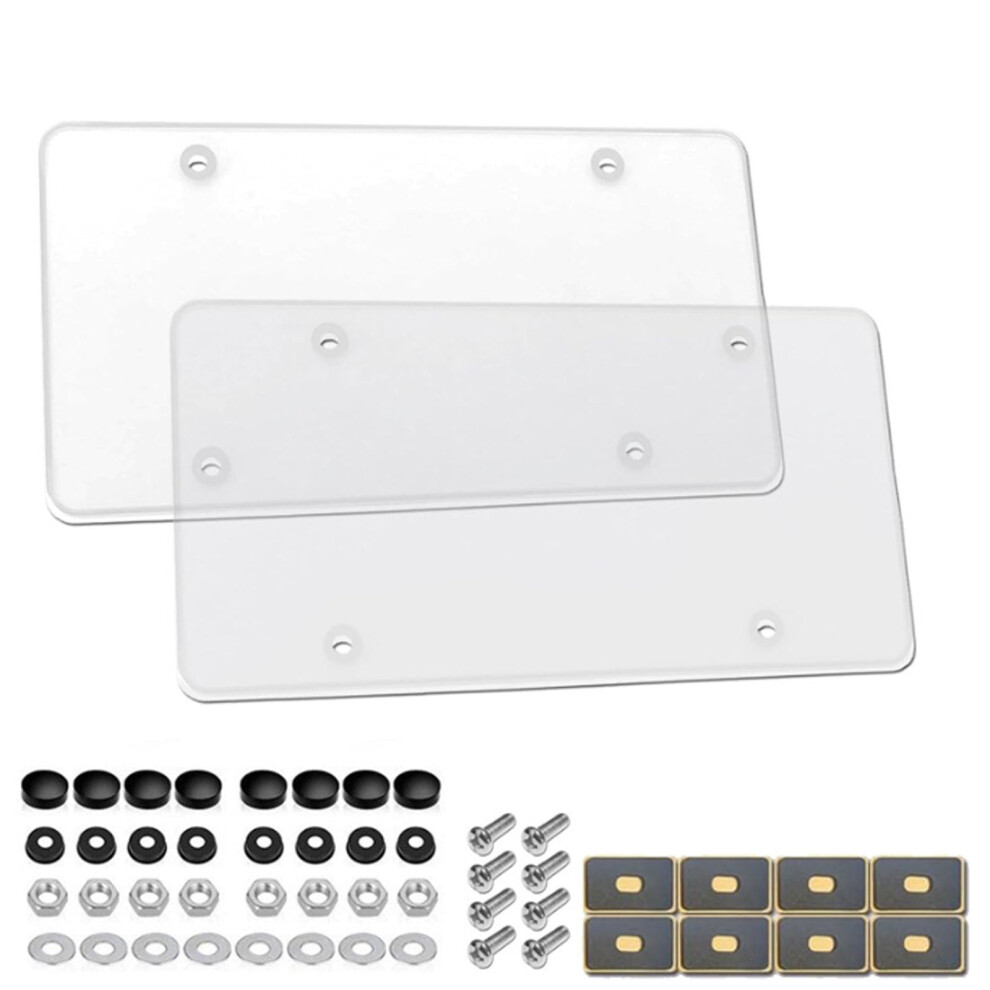 License Plate Cover, Clear Plastic With Screws And Caps, Durable License Plate Protector, 2-Pack 9496895009074