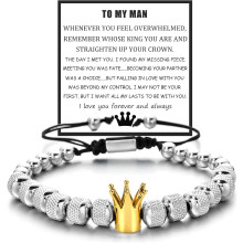 Sada náramků To My Man – Nastavitelné náramky s korunkou z nerezové oceli pro muže/chlapce, kompatibilní s vánočními dárky