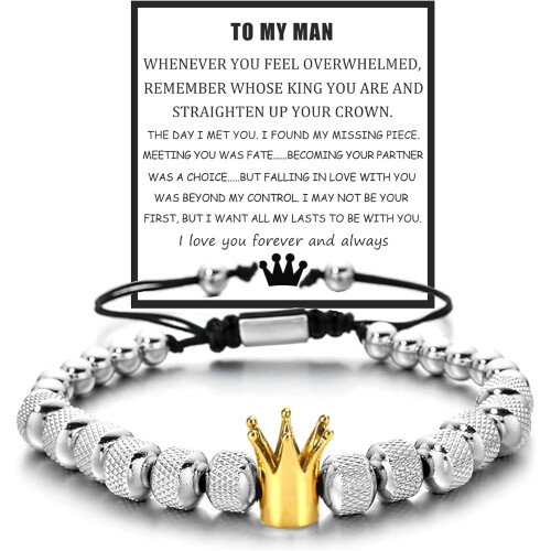 Σετ βραχιολιών To My Man – Ρυθμιζόμενα βραχιόλια με χάντρες από ανοξείδωτο ατσάλι