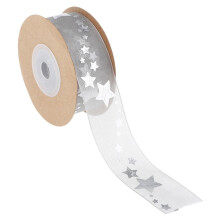 10 Yards Glitter Stars Satin Ribbons For Hair Bow Cards Gifts Craft DIY 25mm grey