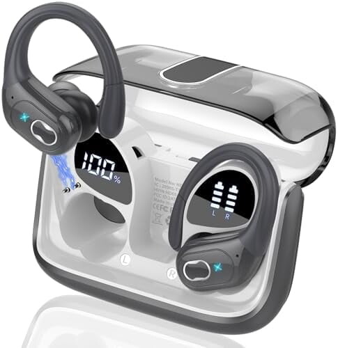 Căști wireless, 75 de ore de redare, Bluetooth 5.4, cârlige sport ...