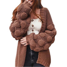 Cardigan invernale da donna taglie forti, cappotto a maniche lunghe tinta unita – compatibile con caffè L