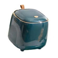 Push Type Desktop Trash Bin 14.5cm Dark Green Double Layer & Lid