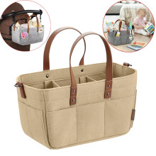 1 Pack Diaper Caddy Organizer, Felt Changing Table Organizer, Portable Organizer for Changing Table, Outdoor Essentials Must Haves for Parents, Beige