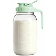 Pichet à lait maternel en verre de 1,9 L (64 oz) avec couvercle, bec verseur et poignée – 2 L (2 pintes) – Hermétique, étanche, compatible