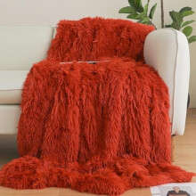 Orange Faux Fur Throw Blanket 50x60 Inch – Soft, Cozy, Fluffy Shaggy Couch/Bed Cover for Living Room & Bedroom – Gift for Him & Her
